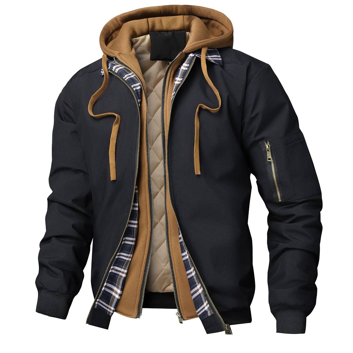 Men's Faux Layered Quilted Cotton Casual Jacket
