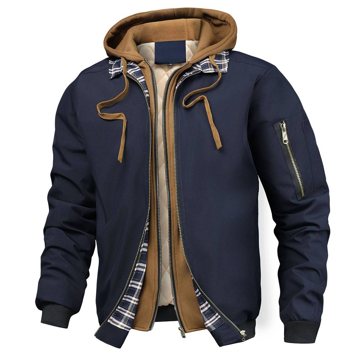 Men's Faux Layered Quilted Cotton Casual Jacket