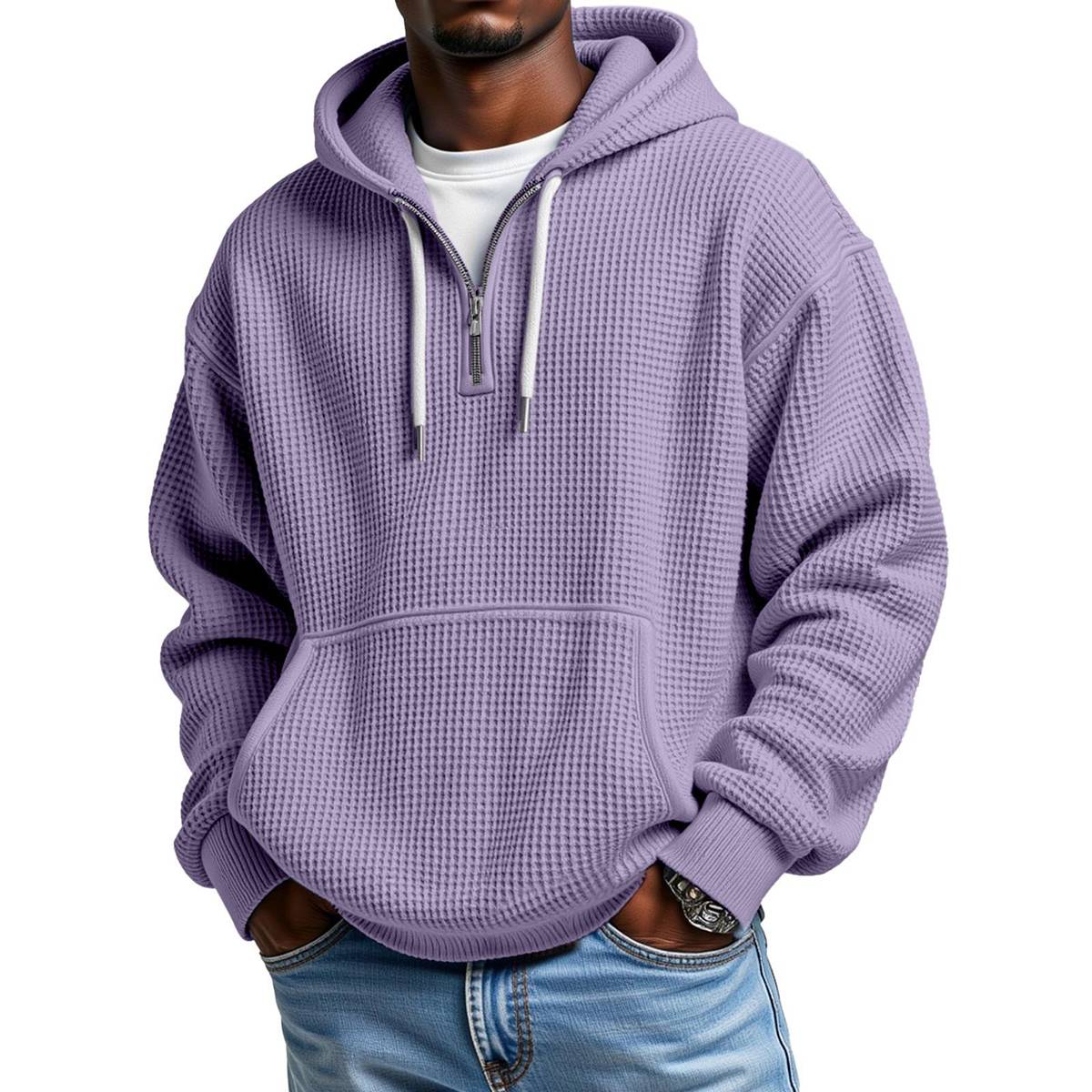 Men's Stylish Athletic Waffle Knit Hoodie