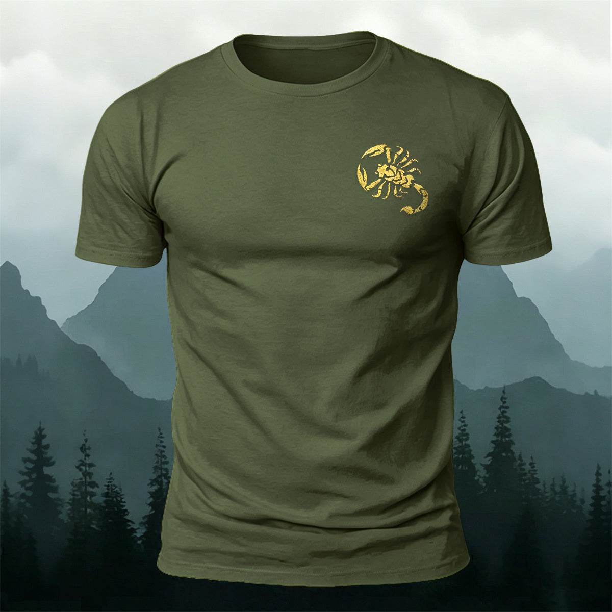 Premium Cotton Minimalist Scorpion Print Casual Tee