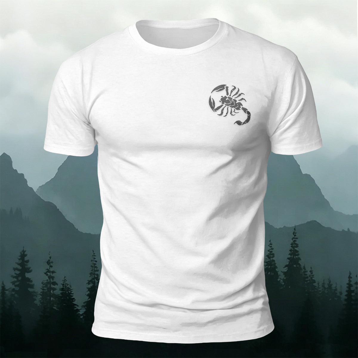 Premium Cotton Minimalist Scorpion Print Casual Tee