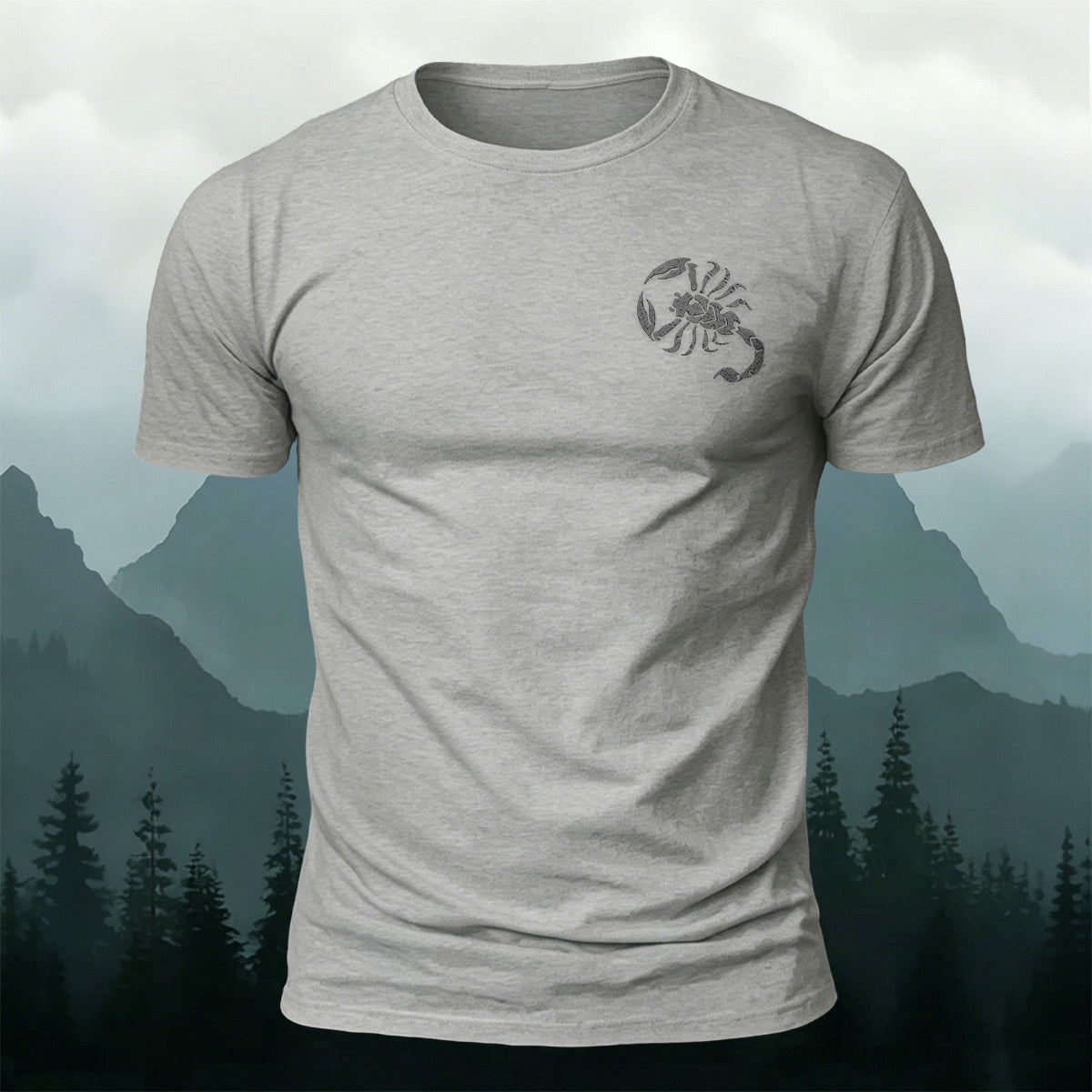 Premium Cotton Minimalist Scorpion Print Casual Tee