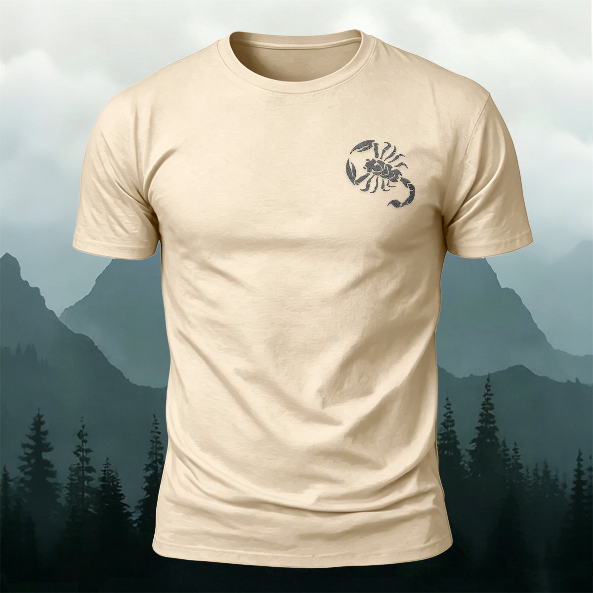 Premium Cotton Minimalist Scorpion Print Casual Tee