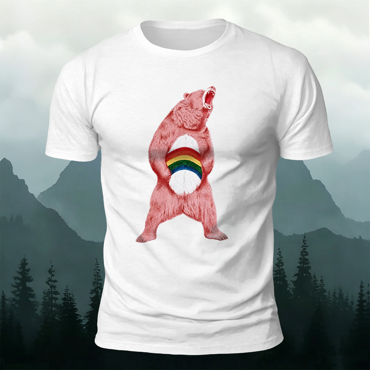 ピンクベア ファン プレミアムコットン カジュアルTシャツ