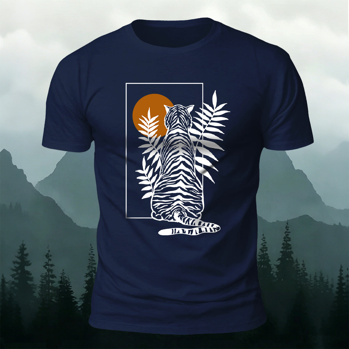Vintage Line Art Tiger Premium Cotton T-Shirt