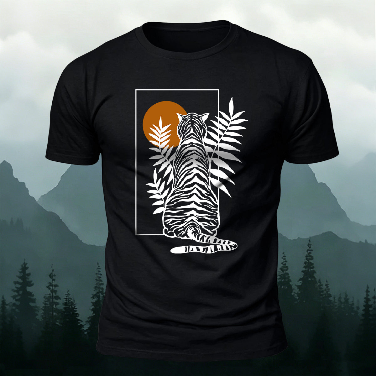 Vintage Line Art Tiger Premium Cotton T-Shirt