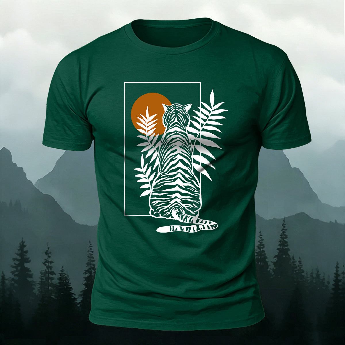 Vintage Line Art Tiger Premium Cotton T-Shirt