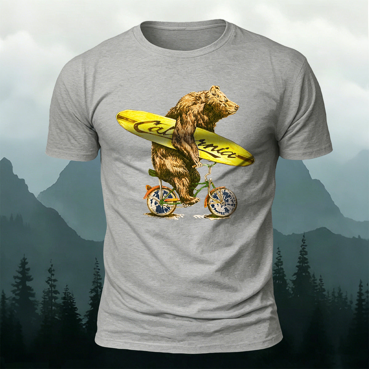Surf Bike Bear Premium Cotton Casual T-Shirt