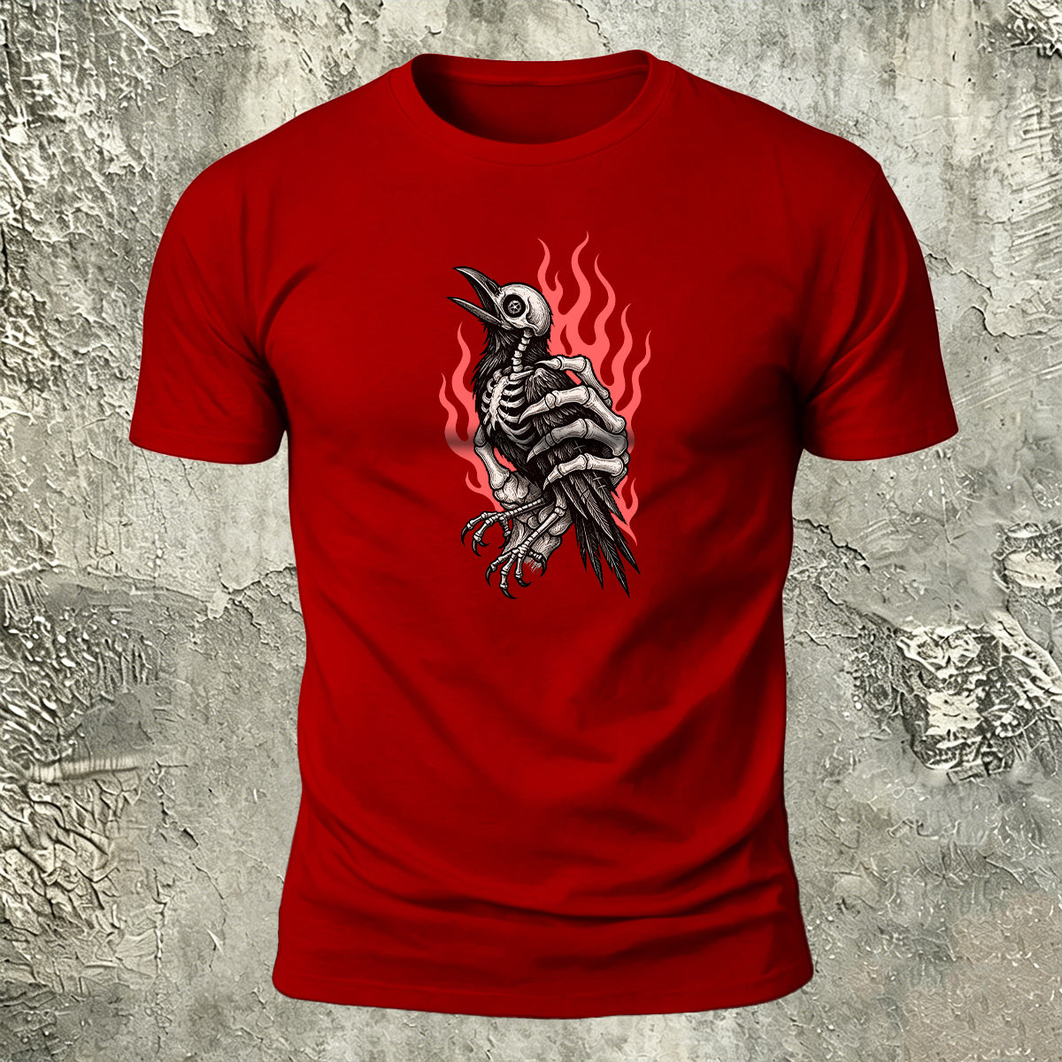 Occult Crow Skeleton Premium Cotton Casual Tee