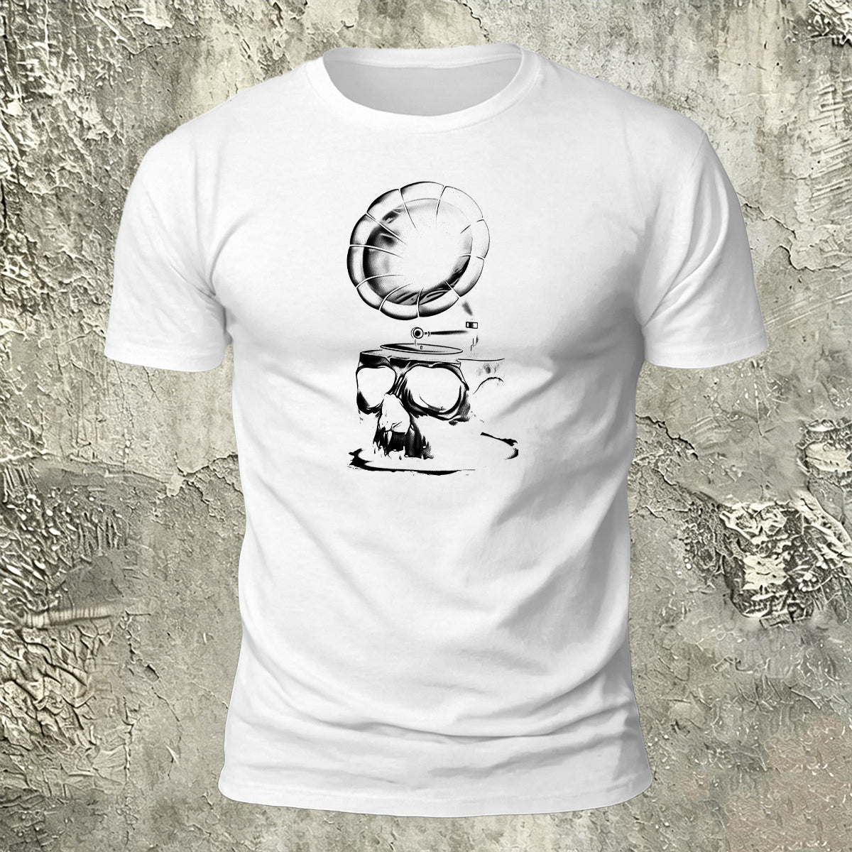 Dark Art Skull Gramophone Premium Cotton Tee