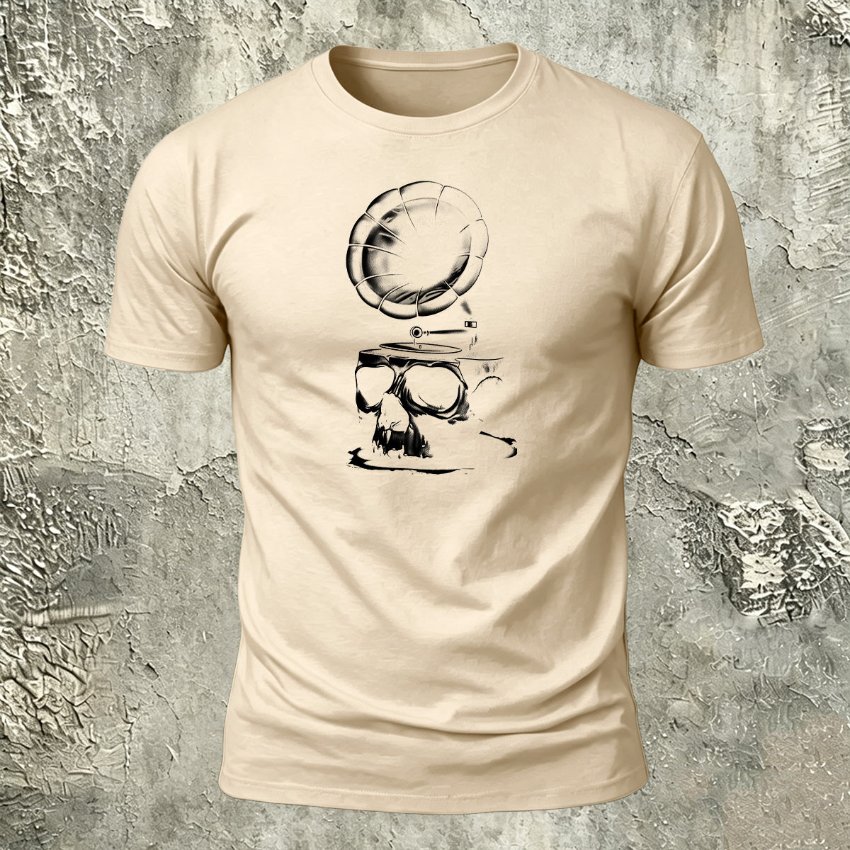 Dark Art Skull Gramophone Premium Cotton Tee