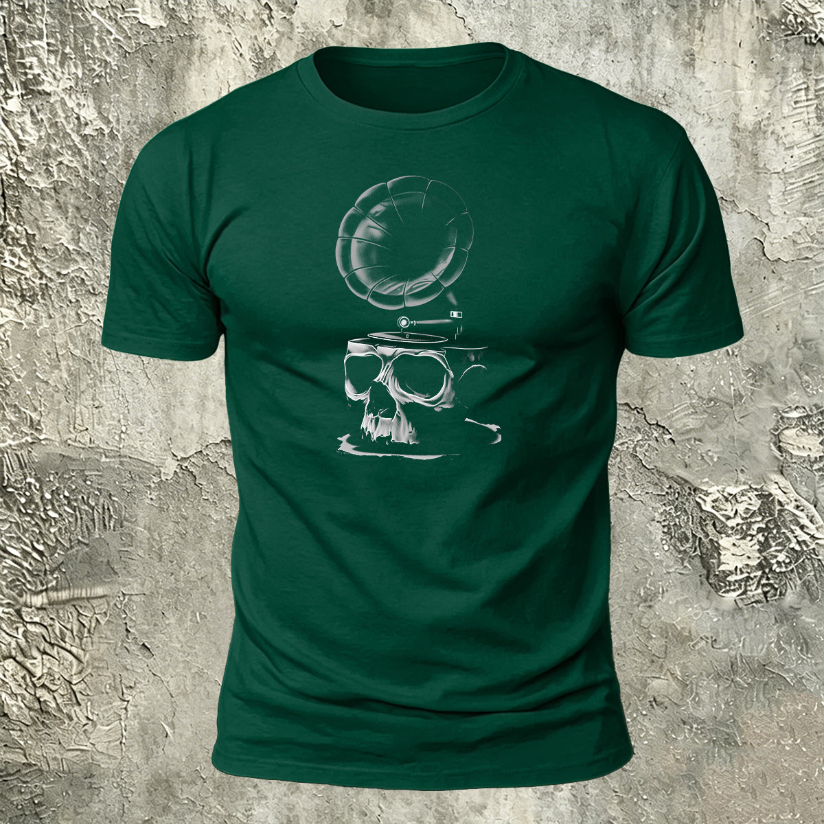 Dark Art Skull Gramophone Premium Cotton Tee