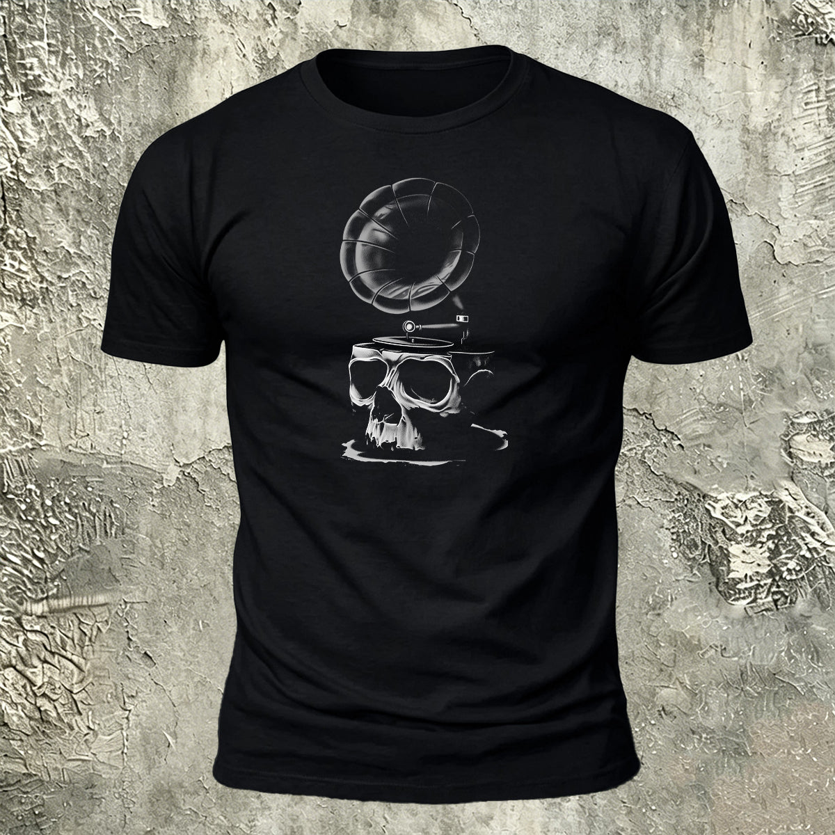 Dark Art Skull Gramophone Premium Cotton Tee