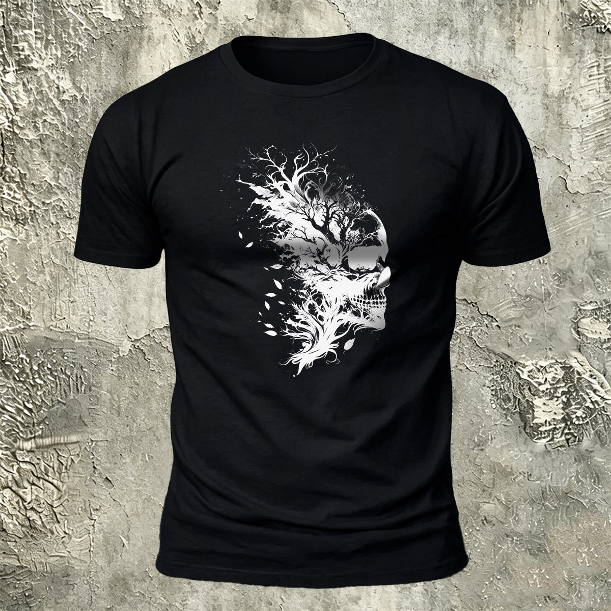 Dark Forest Skull Premium Cotton Casual T-Shirt