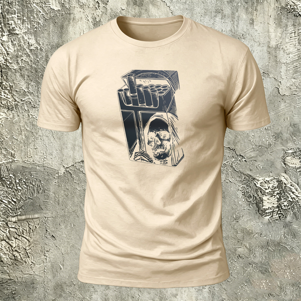 Skull Cigarette Box Premium Cotton Casual Tee