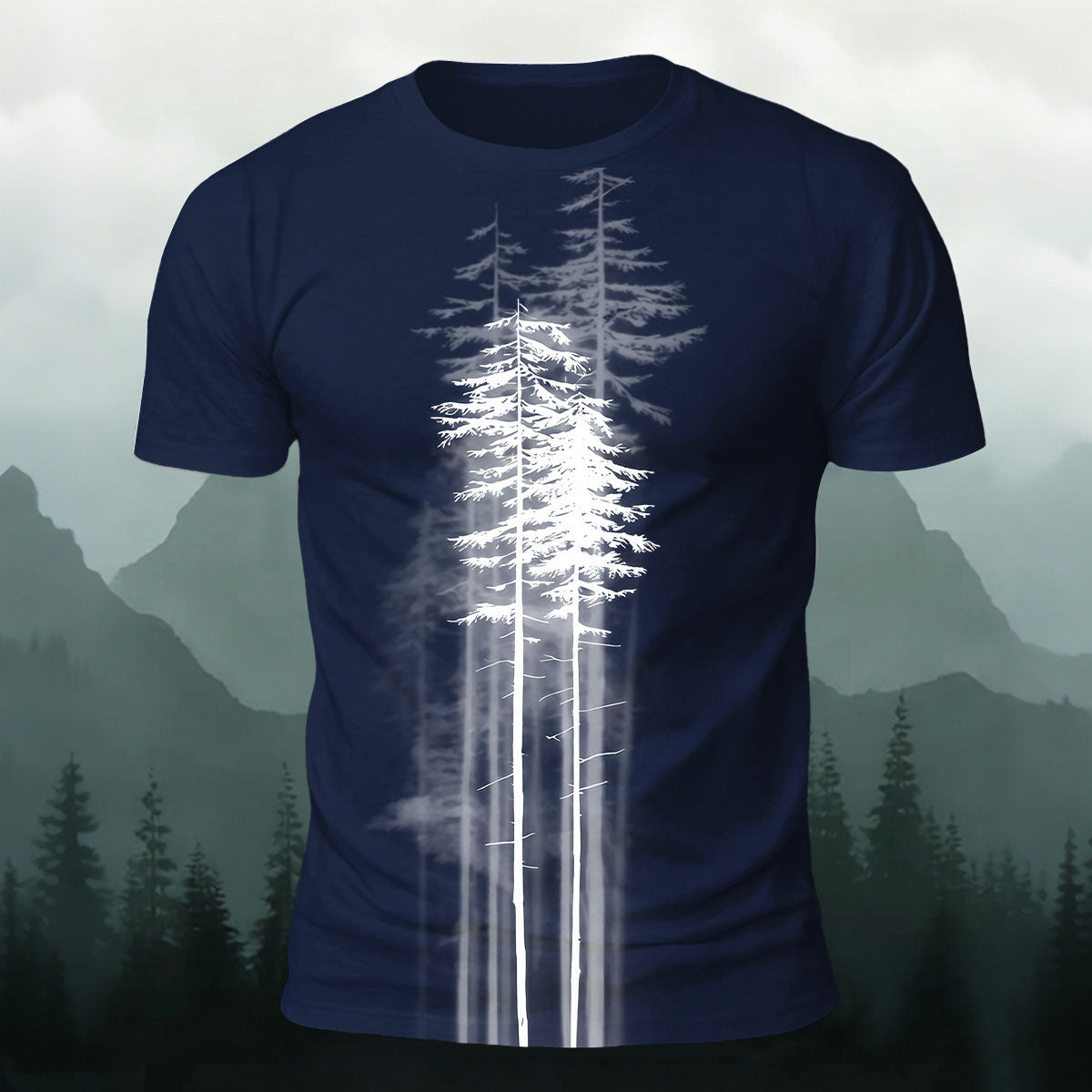 Nature Pine Silhouette Premium Cotton Graphic Tee