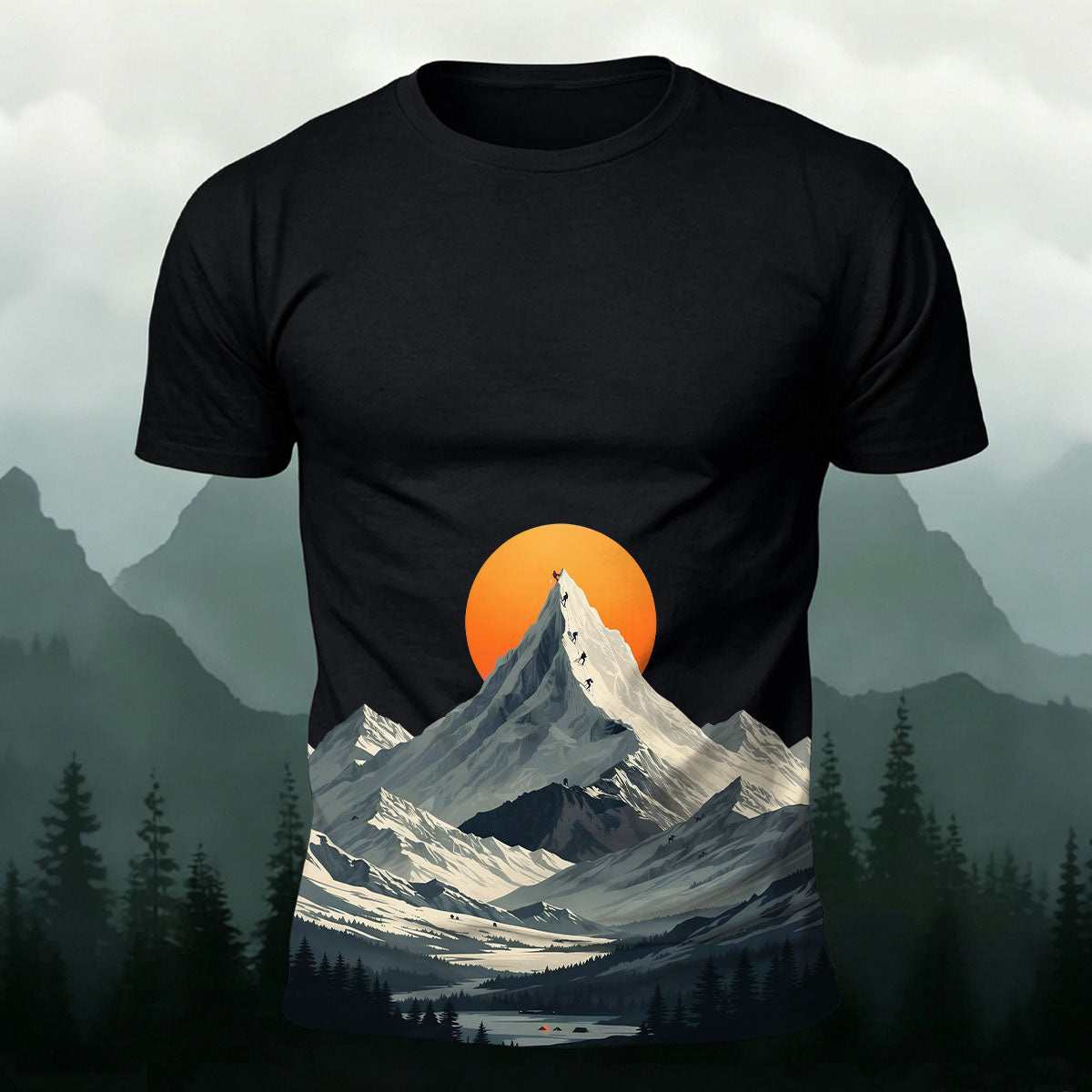 Mountain Sunrise Hike Premium Cotton Casual Tee