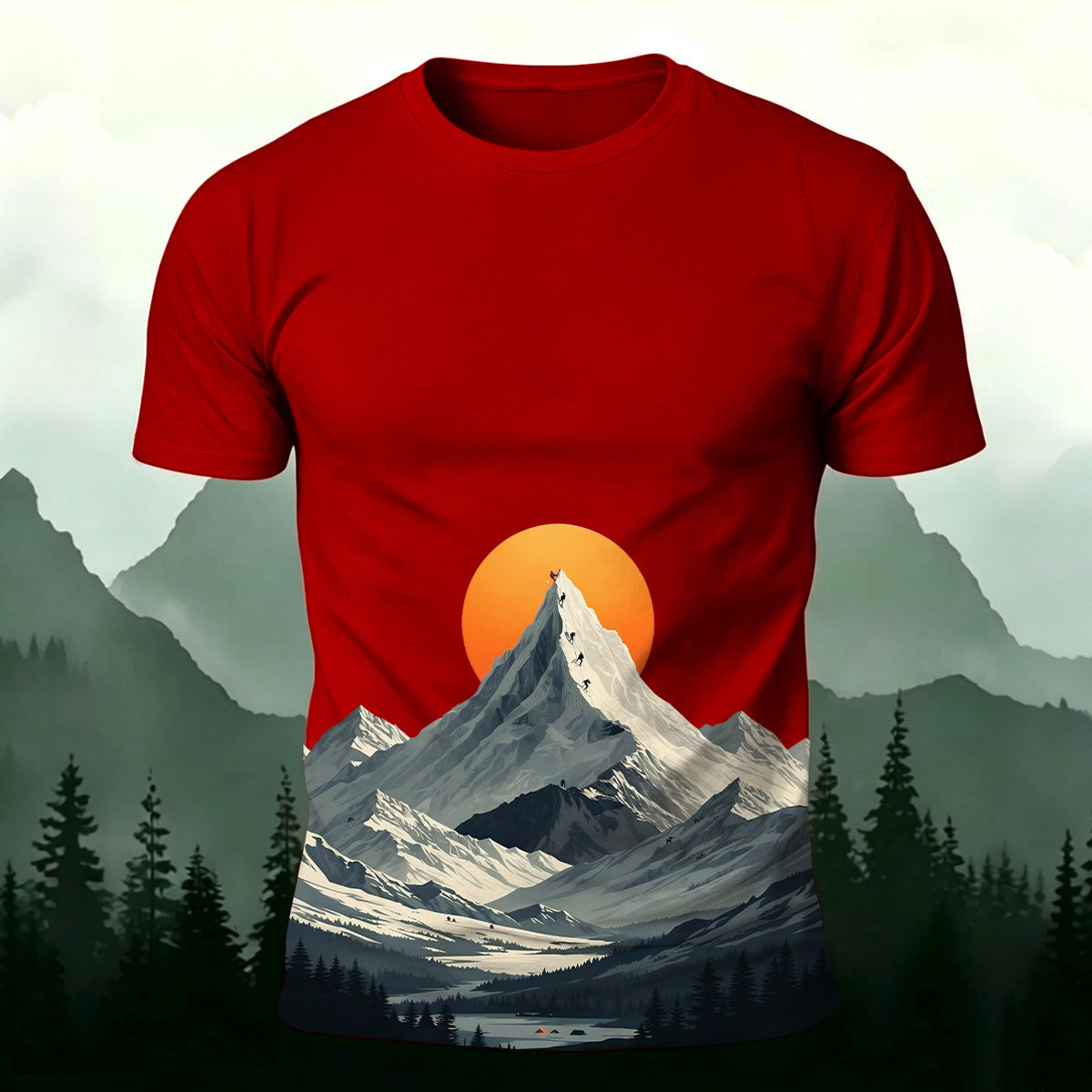 Mountain Sunrise Hike Premium Cotton Casual Tee