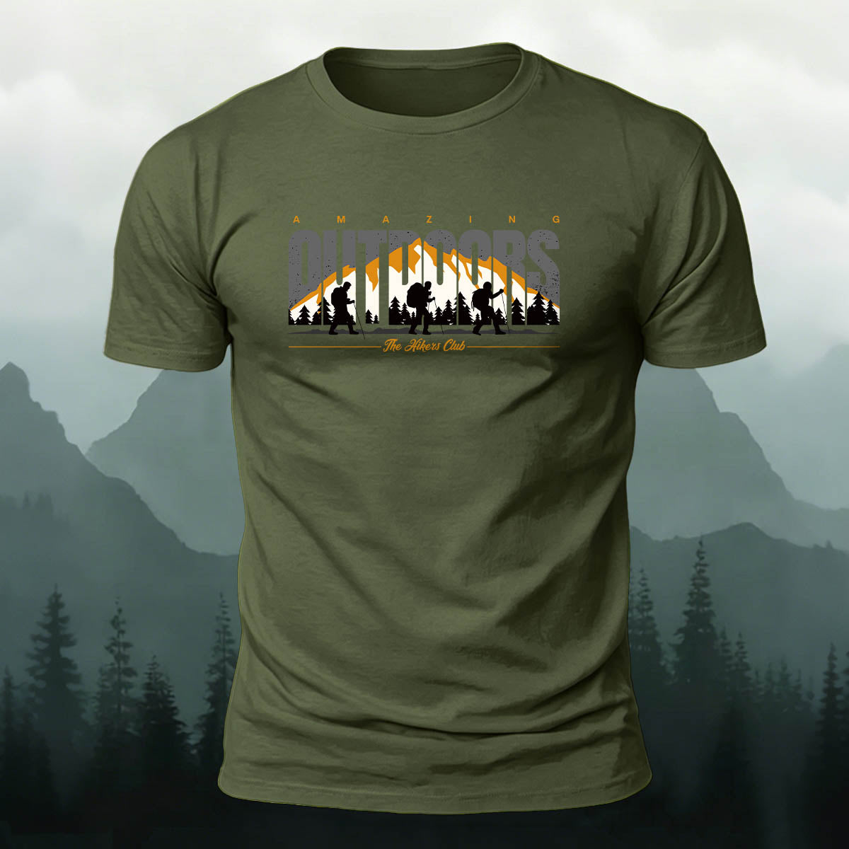 Mountain Hiker Silhouette Premium Cotton T-Shirt