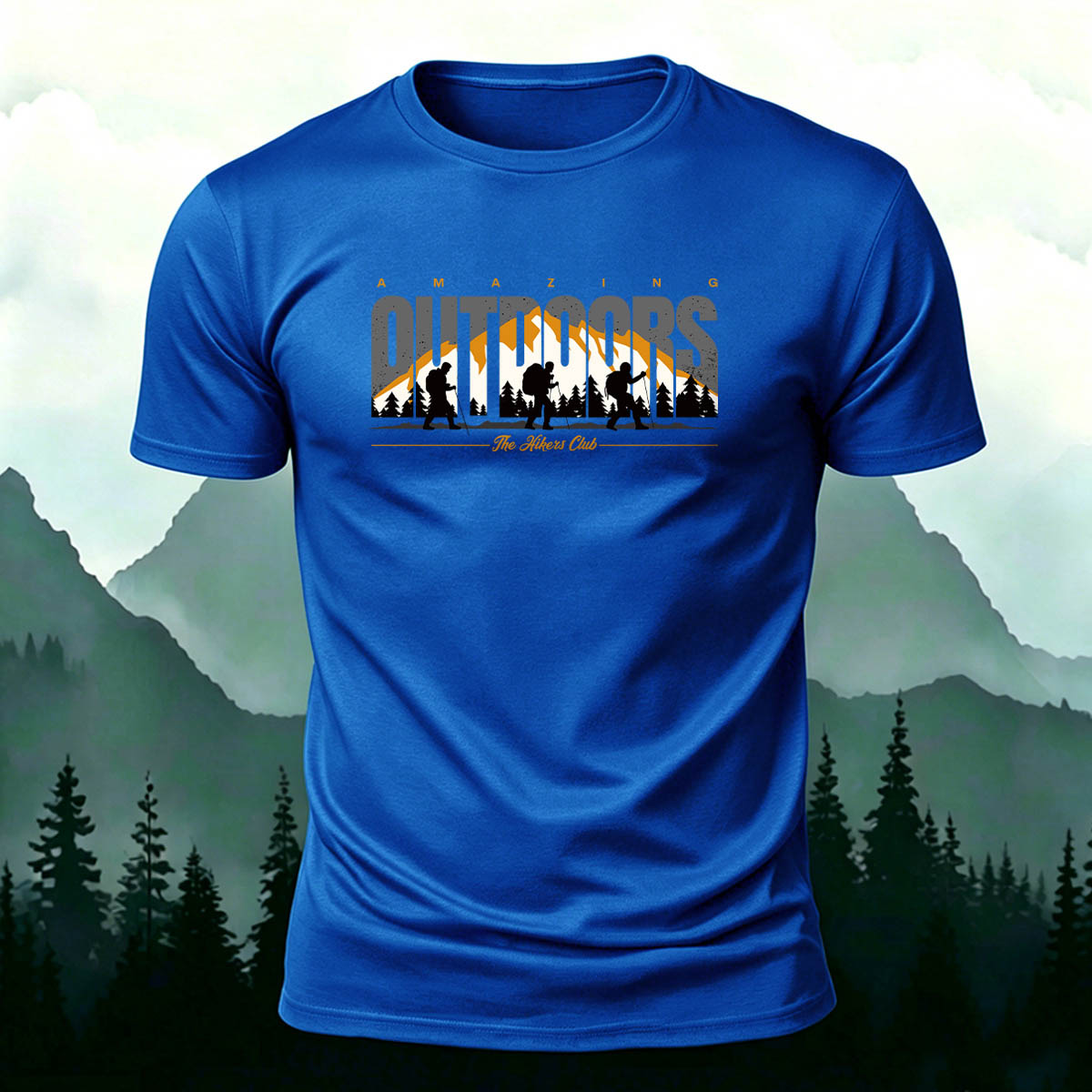 Mountain Hiker Silhouette Premium Cotton T-Shirt
