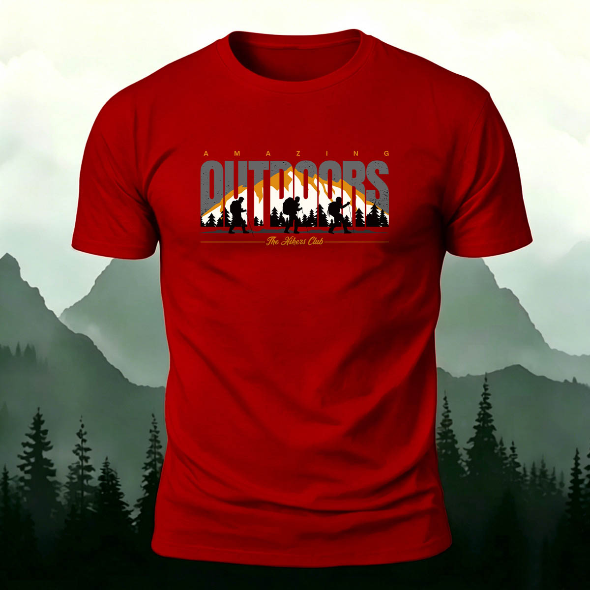 Mountain Hiker Silhouette Premium Cotton T-Shirt