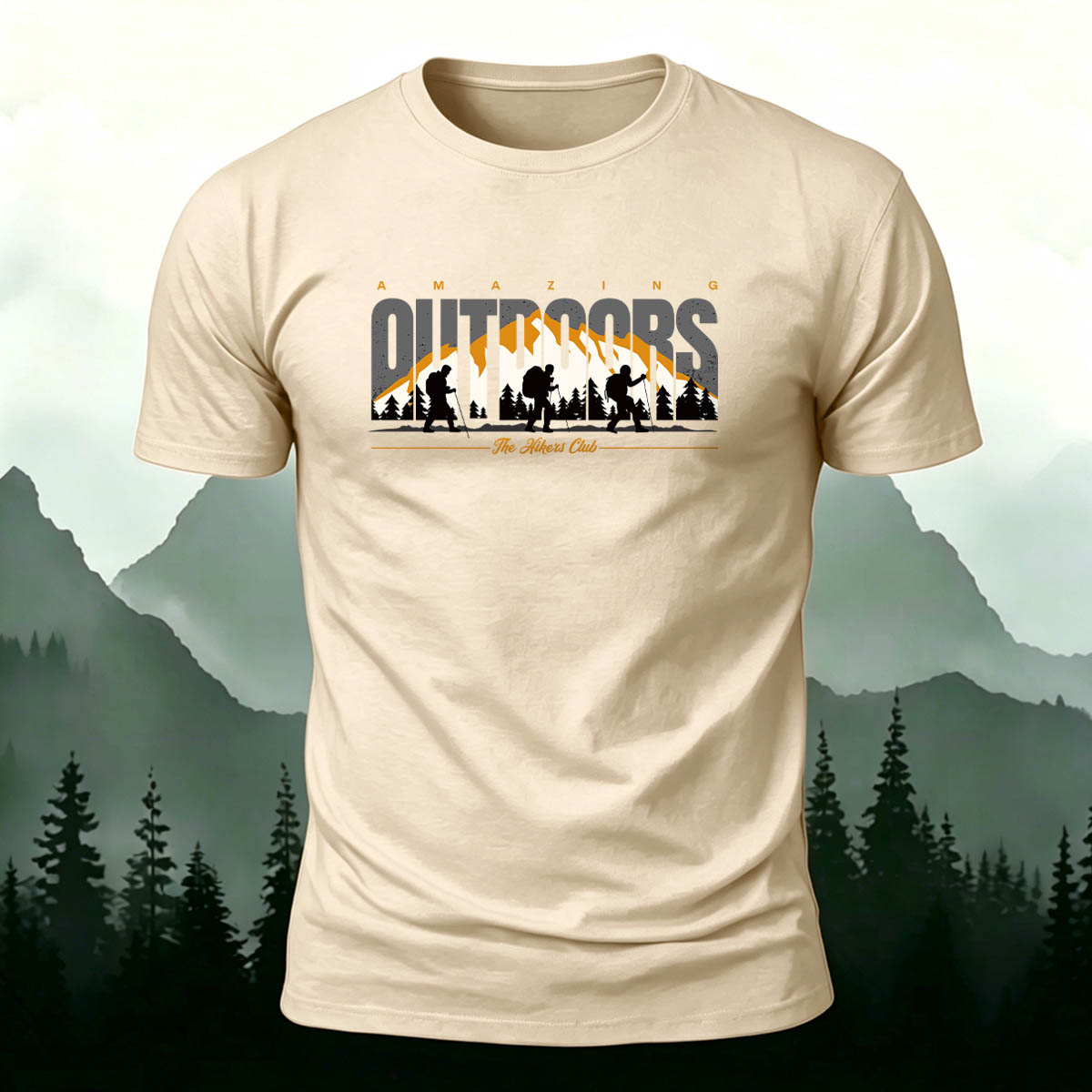 Mountain Hiker Silhouette Premium Cotton T-Shirt
