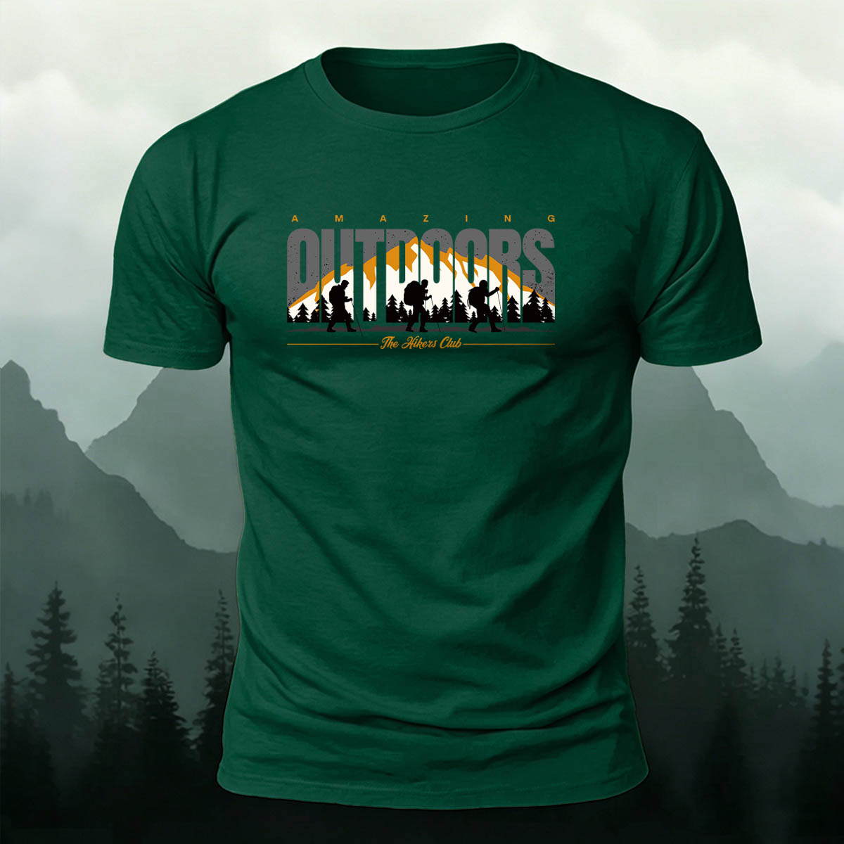 Mountain Hiker Silhouette Premium Cotton T-Shirt