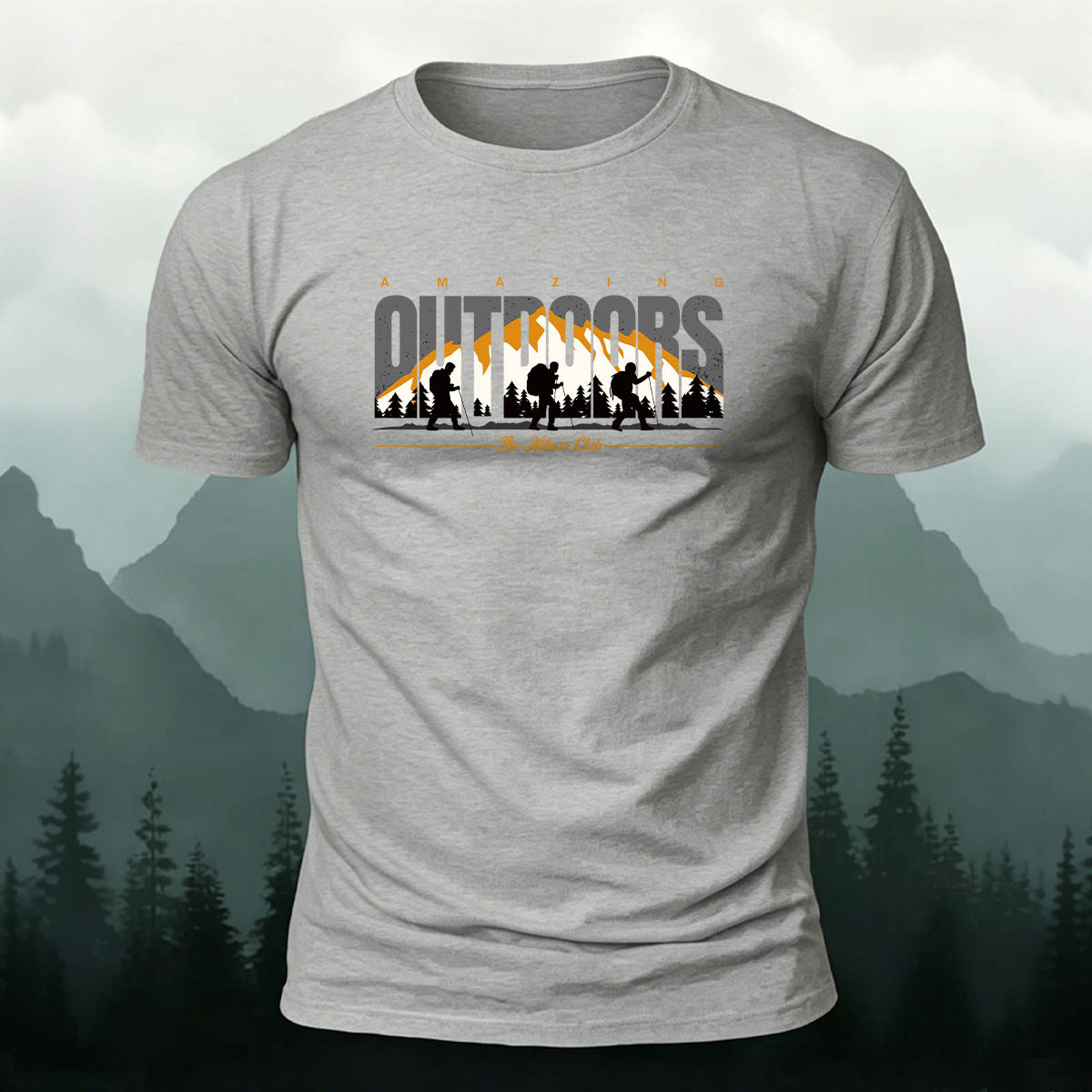 Mountain Hiker Silhouette Premium Cotton T-Shirt
