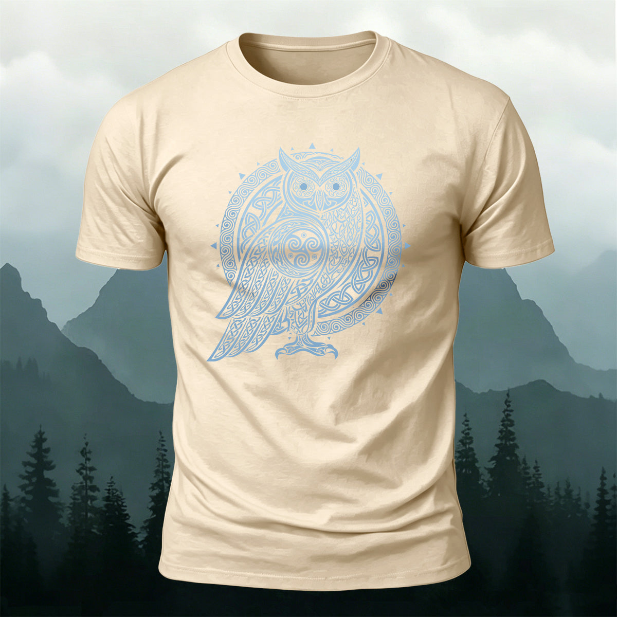 Celtic Symbol Owl Graphic Premium Cotton Tee