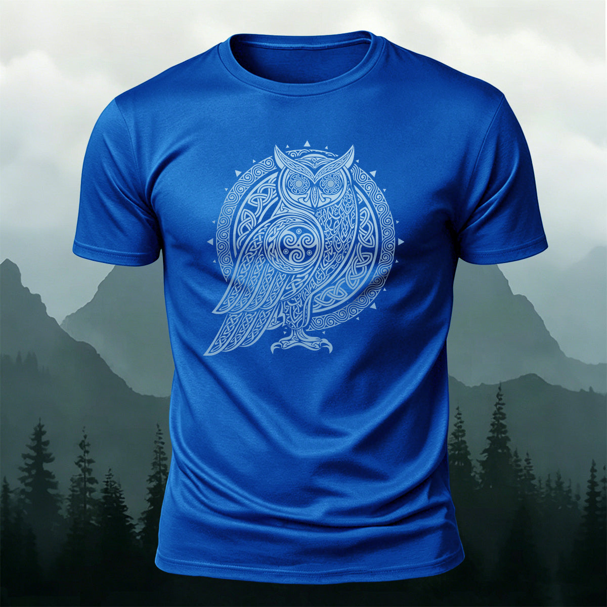 Celtic Symbol Owl Graphic Premium Cotton Tee