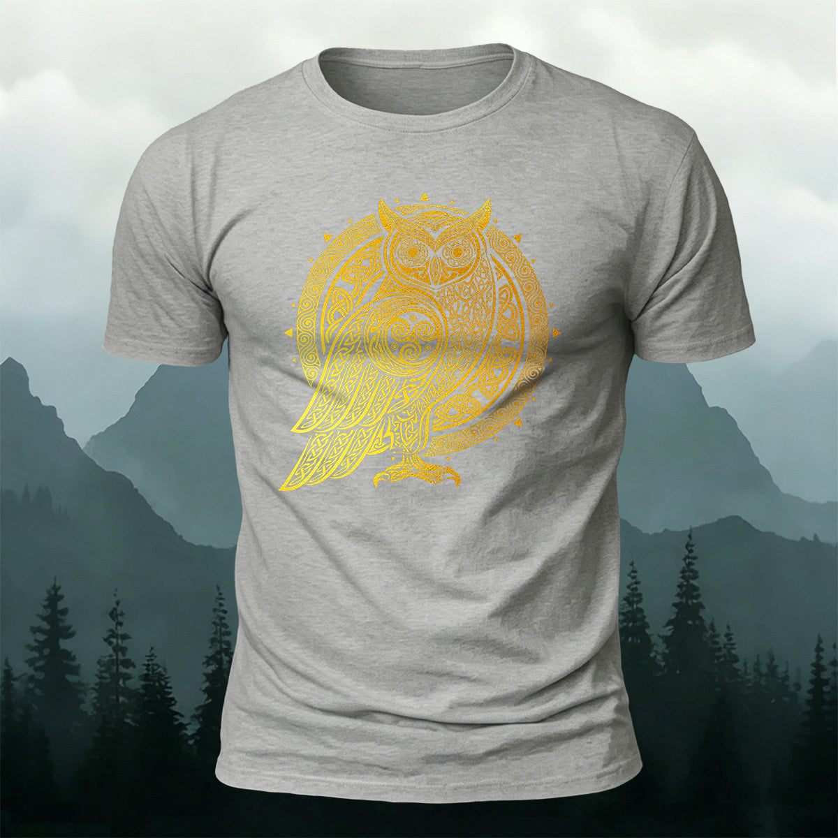 Celtic Symbol Owl Graphic Premium Cotton Tee