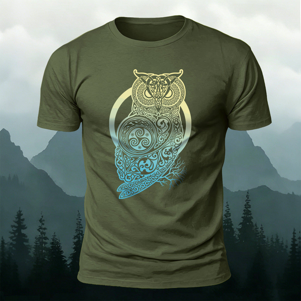 Viking Owl Totem Premium Cotton Caasual T-Shirt