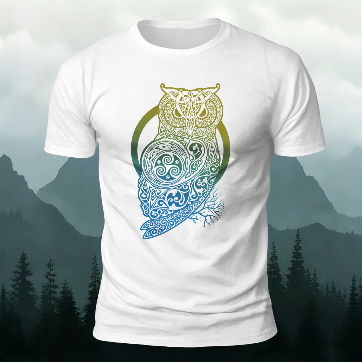 Viking Owl Totem Premium Cotton Caasual T-Shirt