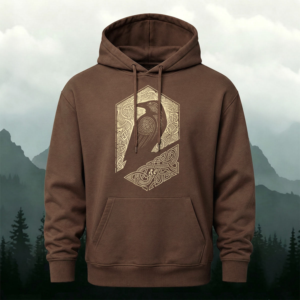Vintage Viking Mythology Raven Totem Casual Hoodie