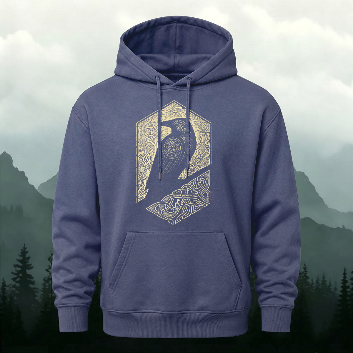 Vintage Viking Mythology Raven Totem Casual Hoodie