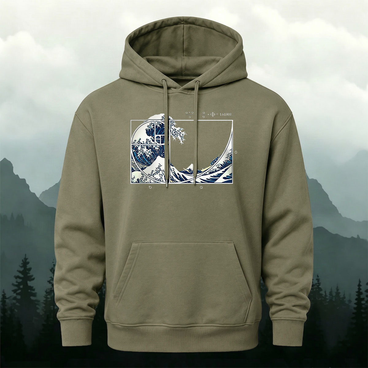 Kanagawa Wave Golden Spiral Casual Hoodie