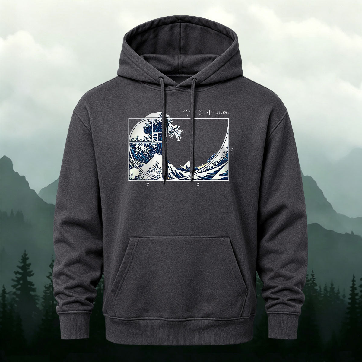 Kanagawa Wave Golden Spiral Casual Hoodie