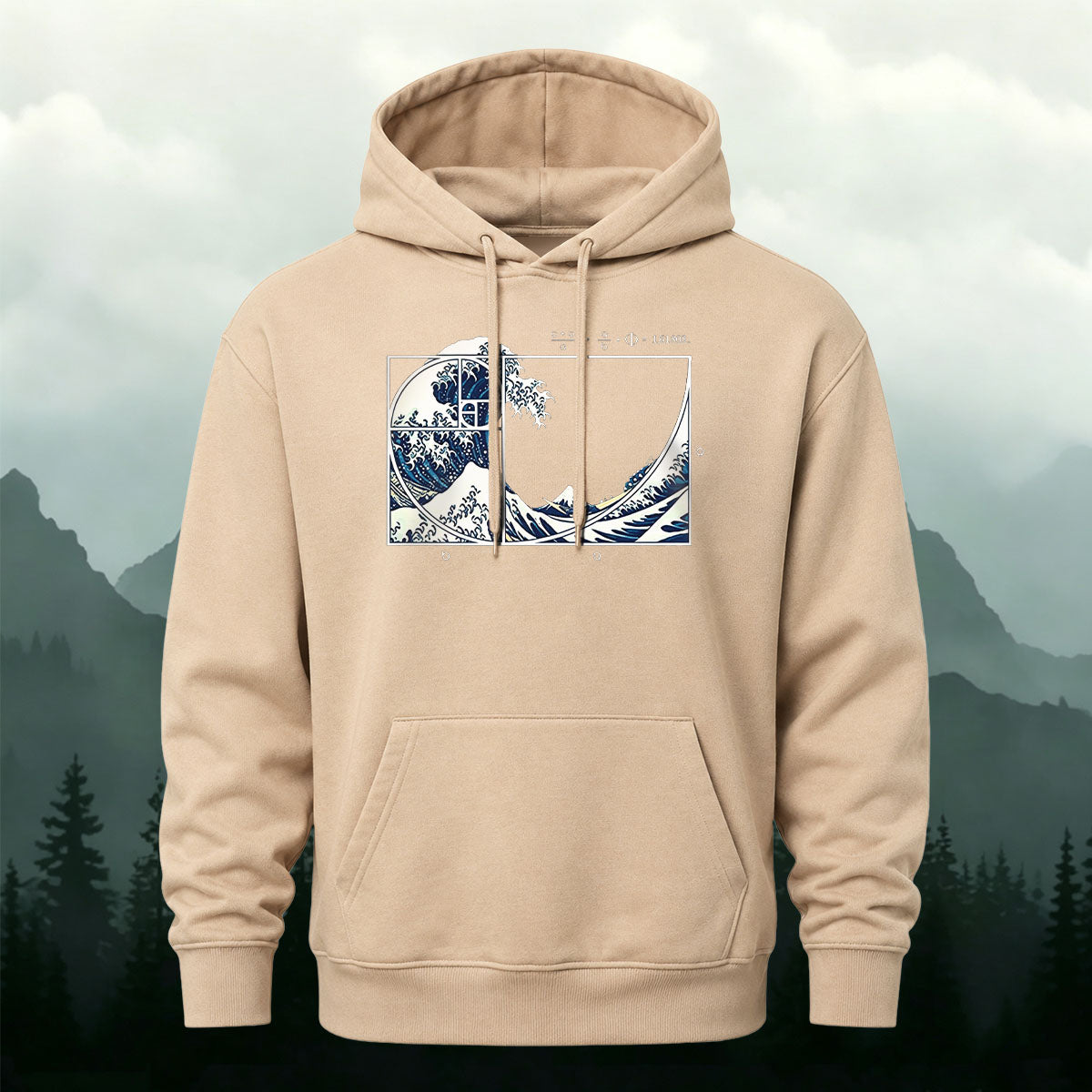 Kanagawa Wave Golden Spiral Casual Hoodie