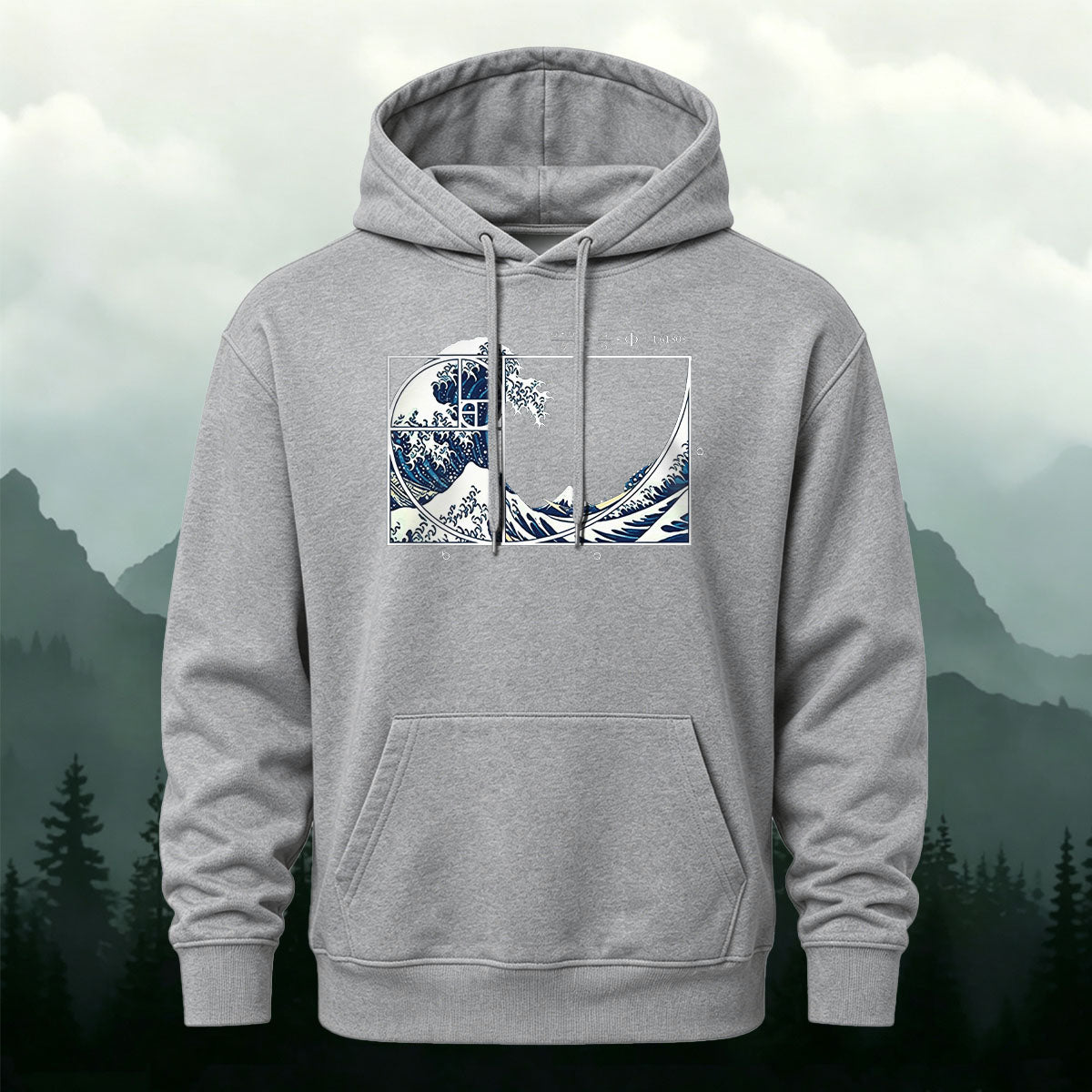 Kanagawa Wave Golden Spiral Casual Hoodie