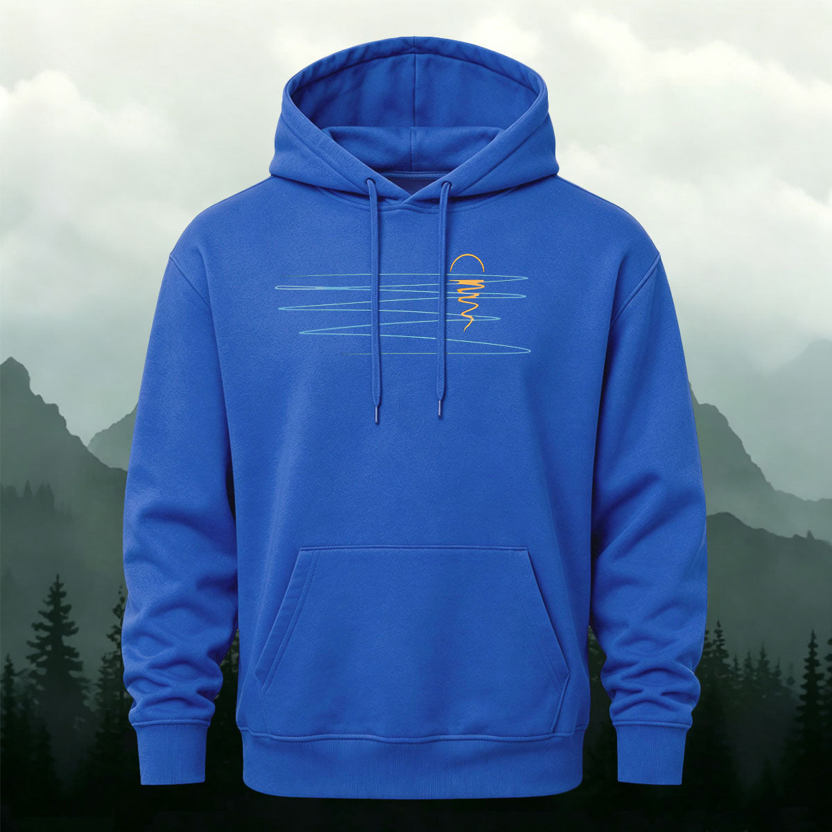 Minimalist Line Sunrise Landscape Cotton Blend Hoodie
