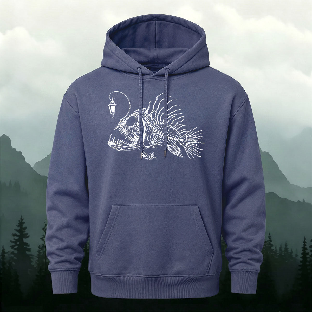 Dark Anglerfish Skeleton Casual Heavyweight Hoodie