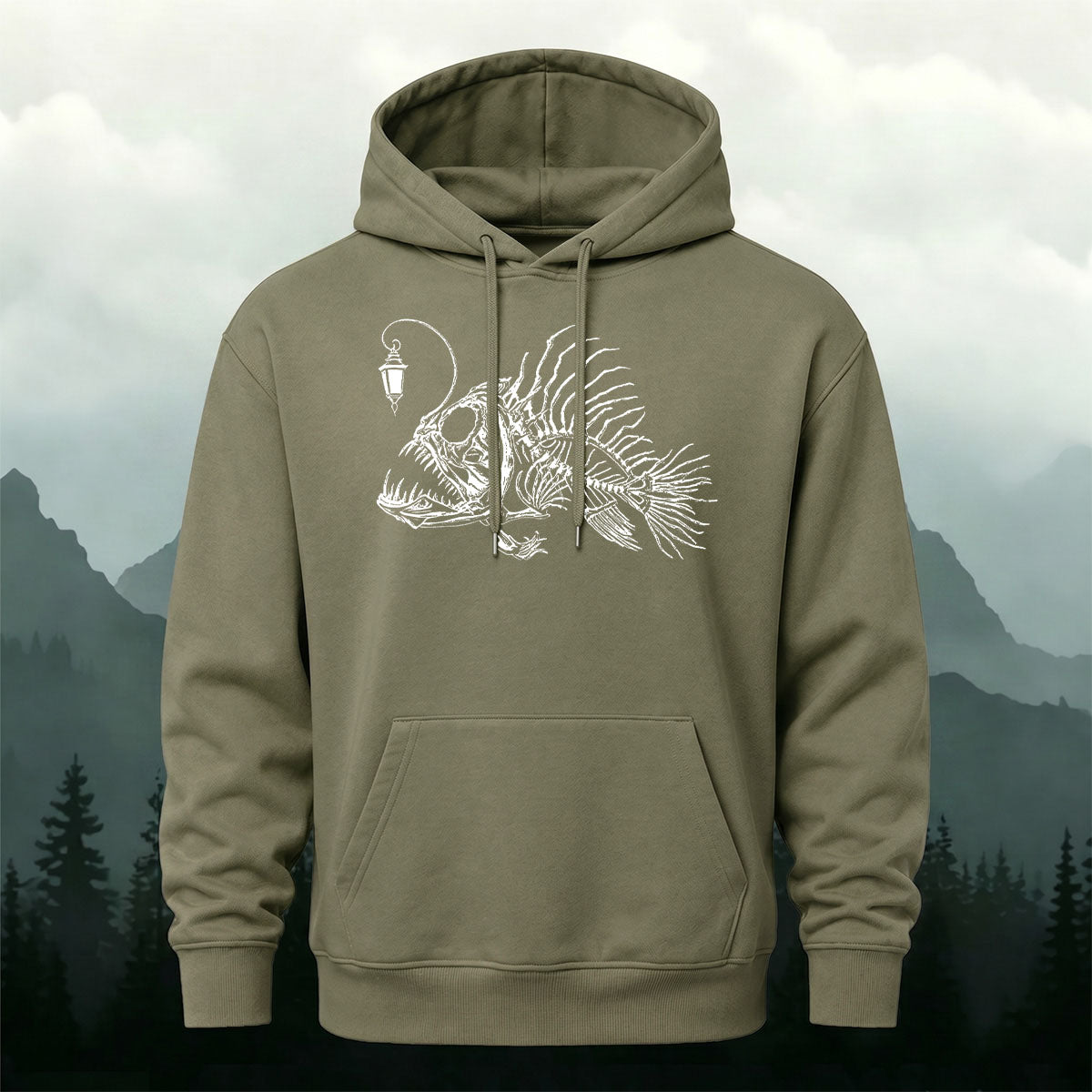 Dark Anglerfish Skeleton Casual Heavyweight Hoodie