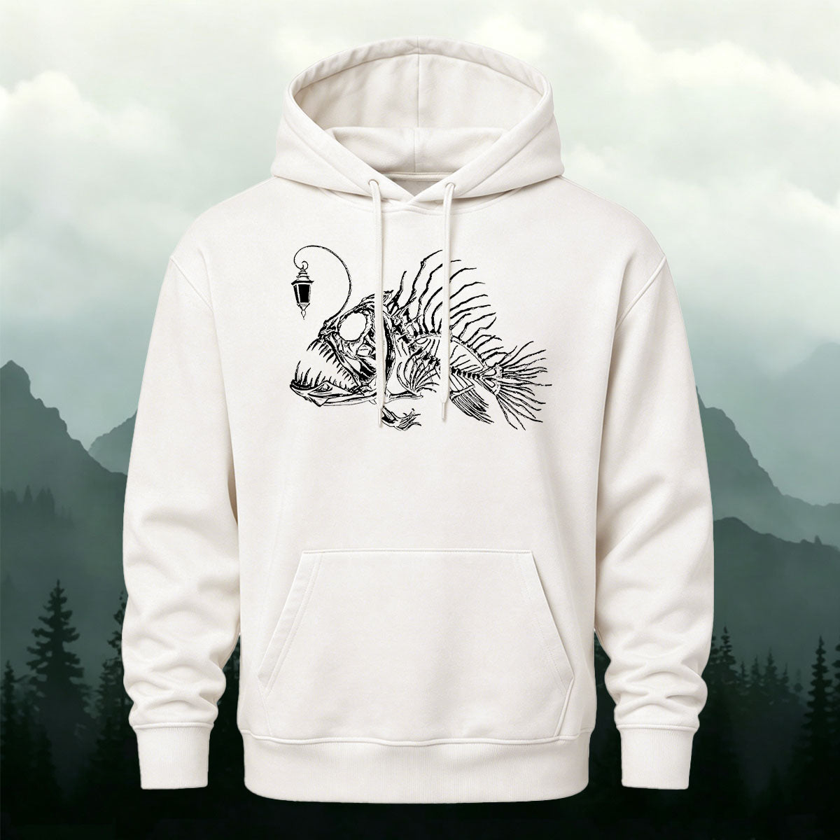 Dark Anglerfish Skeleton Casual Heavyweight Hoodie
