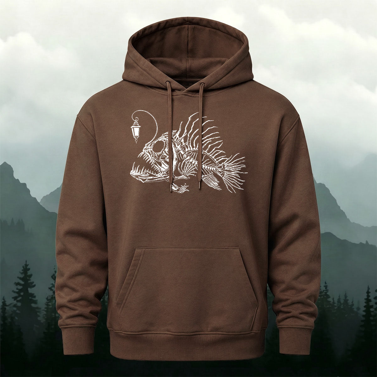 Dark Anglerfish Skeleton Casual Heavyweight Hoodie