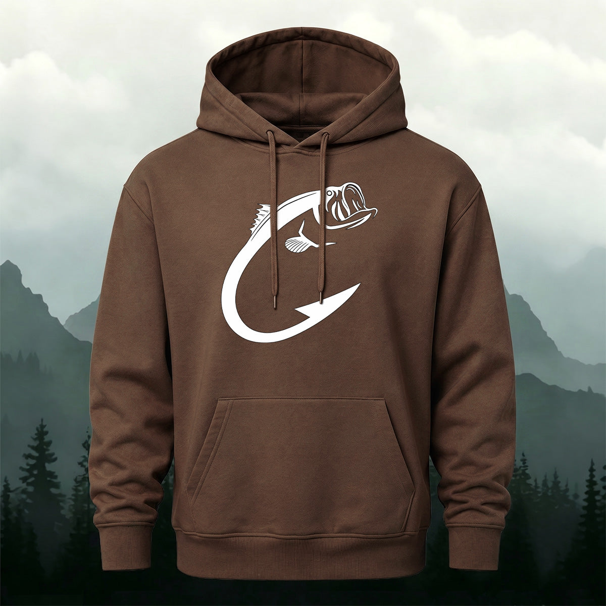 Minimal Bass Fishing Graphic Outdoor Hoodie
