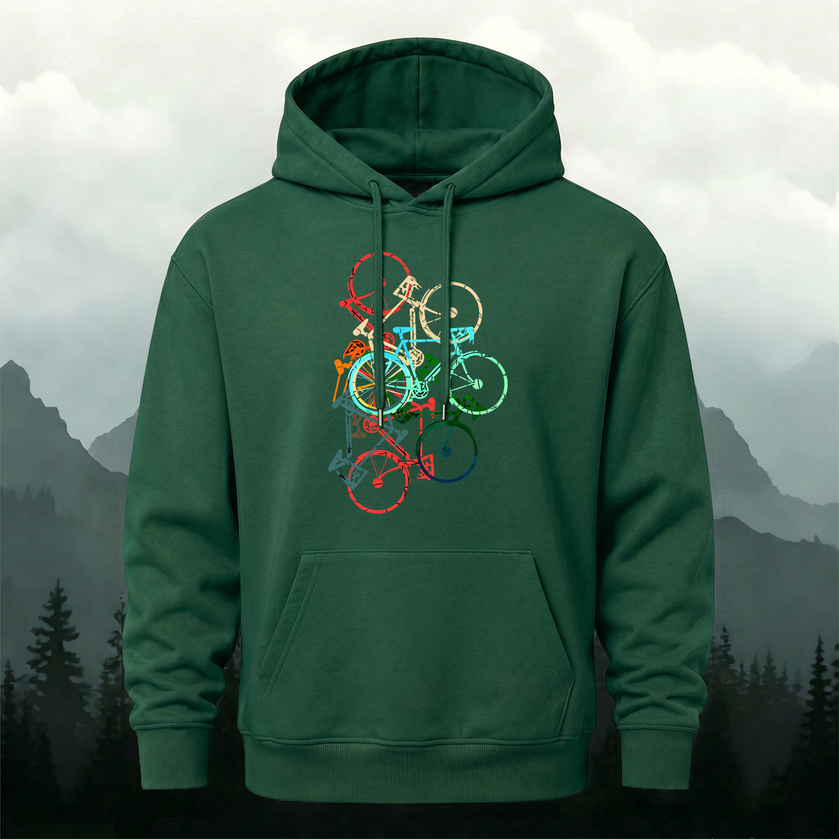 Colorful Bicycle Art Outdoor Casual Hoodie