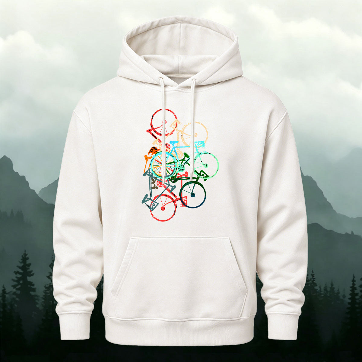 Colorful Bicycle Art Outdoor Casual Hoodie