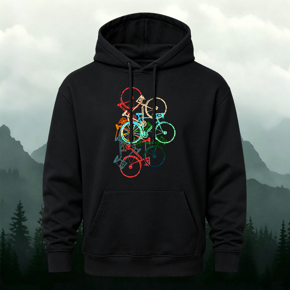 Colorful Bicycle Art Outdoor Casual Hoodie
