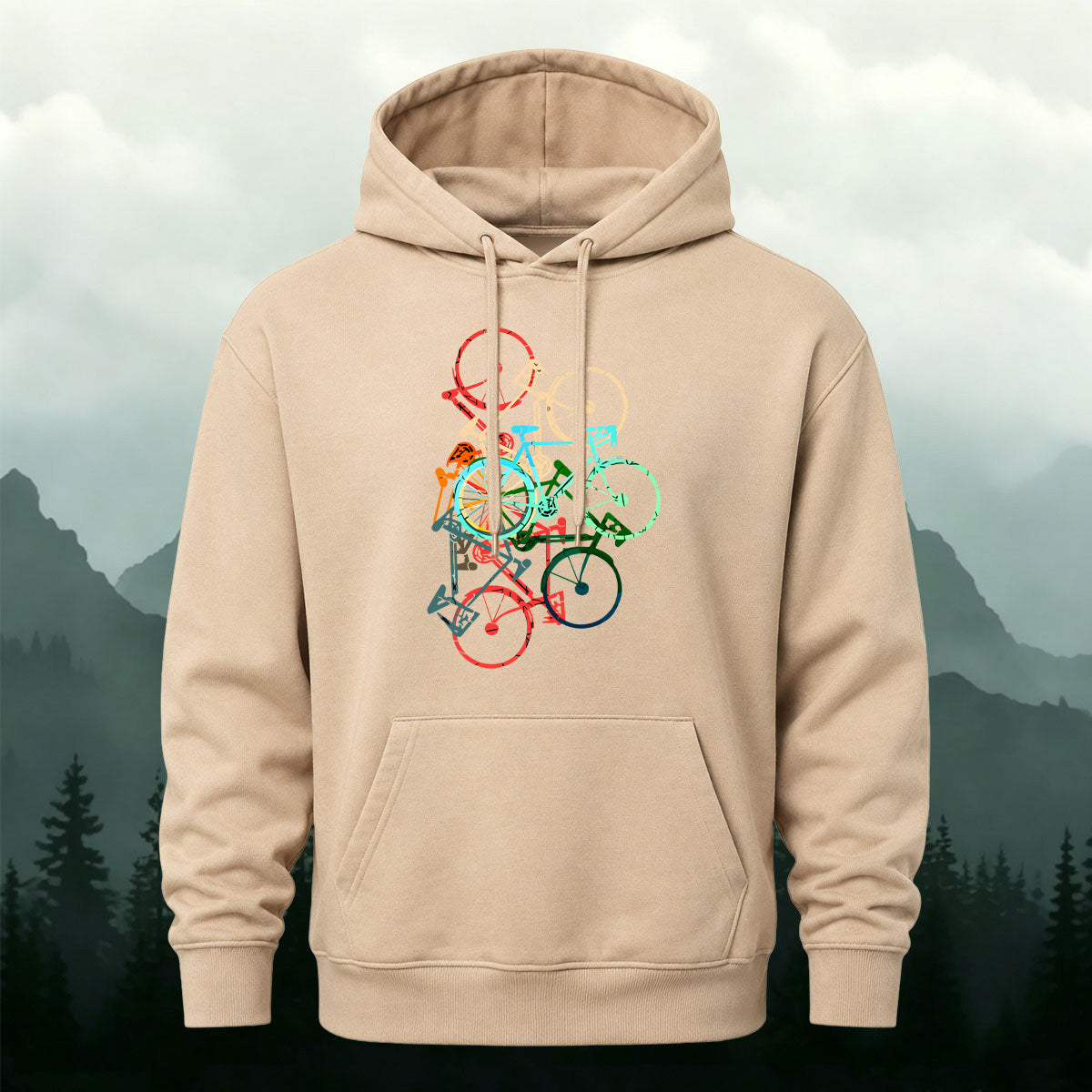 Colorful Bicycle Art Outdoor Casual Hoodie