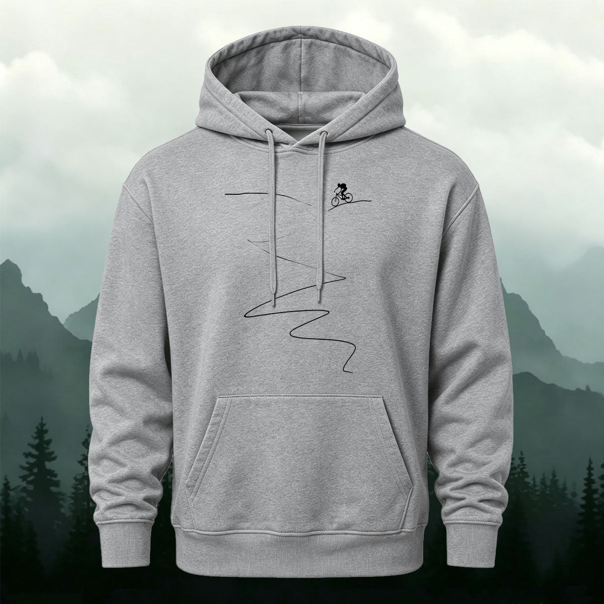 MTB Rider Line Art Minimal Casual Hoodie